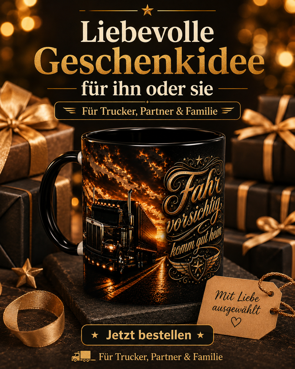Personalisierte LKW Fahrer Tasse „Fahr vorsichtig, komm gut heim“