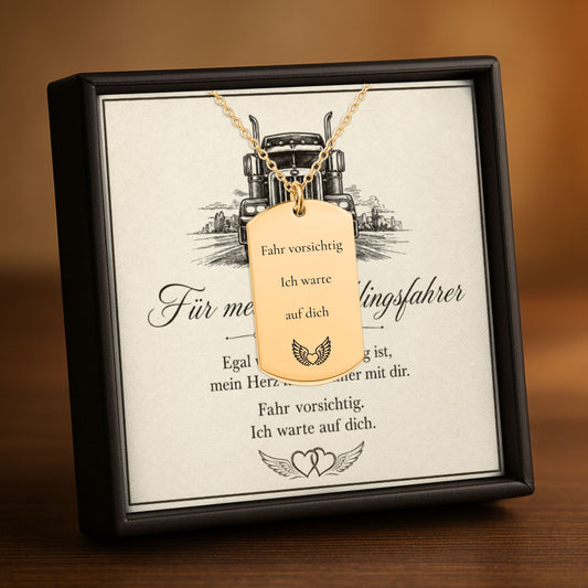 Trucker Kette mit optionaler Rückseitengravur – LKW Fahrer Geschenk